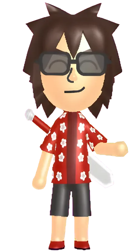 The Mii that presents every reel, pointing at the numbers